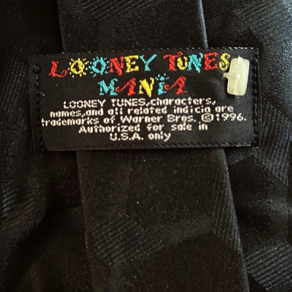 Vtg 1996 Black Looney Tunes Mania Christmas Tie Bugs Bunny Taz Daffy Sylvester